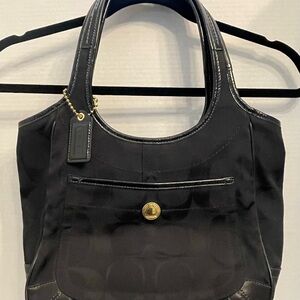 Coach Black Tote with Leather Trim and Double Handles